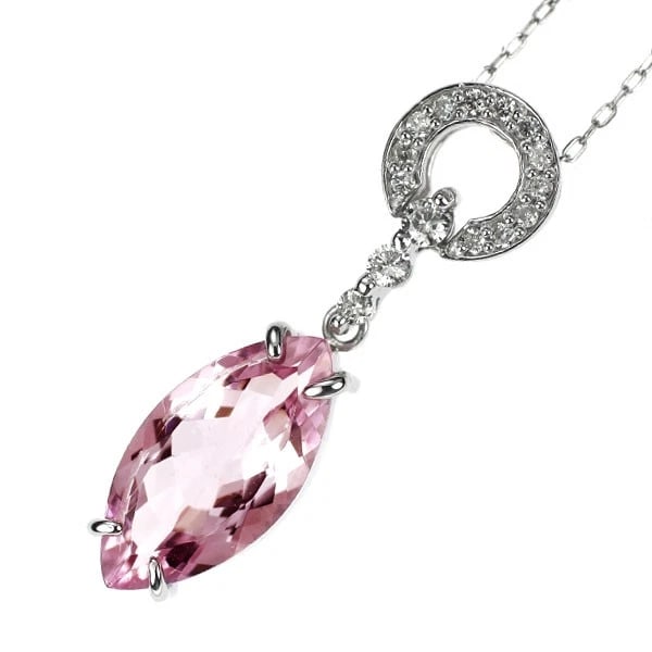 PT900/ PT850 MORGANITE DIAMOND PENDANT NECKLACE: Pt900/ Pt850 Morganite Diamond Pendant Necklace Brand: None Type/Style: pendant necklace Material: Pt900/Pt850, Main Stone Morganite /Natural Color: None Size: 6.75 - 7 US Accessories: None