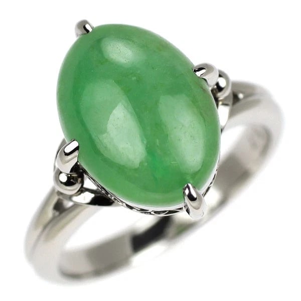 PT900 NO RESIN IMPREGNATION JADE RING: Pt900 no resin impregnation jade ring Brand: None Type/Style: Ring Material: Pt900, Color: None Size: 5.5 - 5.75 US Accessories: None Accessories Notice: When purchasing pre-owned goods, please refer