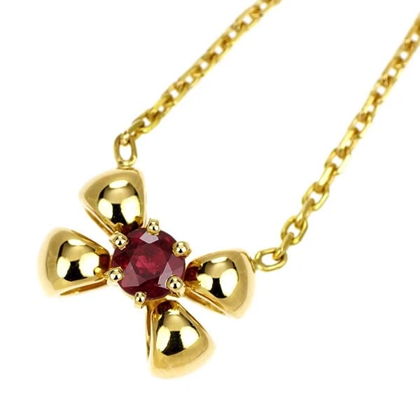 CHAUMET K18YG RUBY PENDANT NECKLACE: Chaumet K18YG ruby pendant necklace Brand: Chaumet Type/Style: pendant necklace Material: K18YG, Main Stone Ruby Color: YG Size: Chain Length 42.5 Accessories: None Accessories Notice: Whe