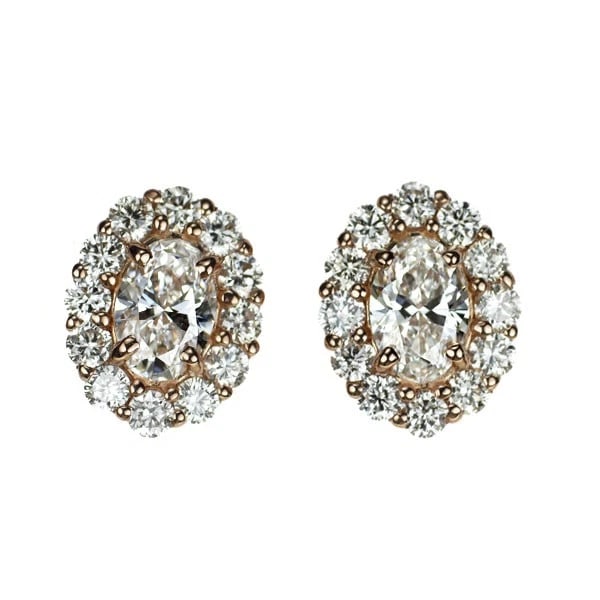 K18PG OVAL DIAMOND EARRINGS: K18PG Oval Diamond Earrings Brand: None Type/Style: piercing Material: K18PG, Main Stone Natural Color: PG Size: Length/Width/Diameter 9.7 Accessories: None Accessories Notice: When purcha
