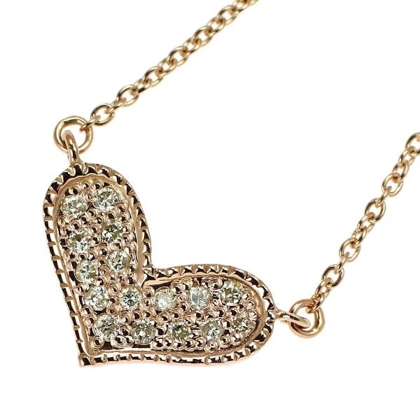 K18PG HEART DIAMOND PENDANT NECKLACE: K18PG heart diamond pendant necklace Brand: None Type/Style: pendant necklace Material: K18PG, Main Stone Natural Color: PG Size: Necklace: Chain Length 42 cm Accessories: None Accessories Notice: