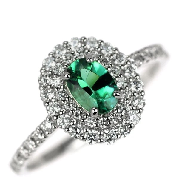 PT950 STRAIGHT GREEN BRAZILIAN PARAIBA TOURMALINE DIAMOND RING: Pt950 Straight Green Brazilian Paraiba Tourmaline Diamond Ring Brand: None Type/Style: Ring Material: Pt950, Main Stone Natural Color: Pt Size: 6 US Accessories: None Accessories Notice: When