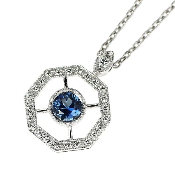CARL BLACKBURN K18WG SAPPHIRE DIAMOND PENDANT NECKLACE: Carl Blackburn K18WG Sapphire Diamond Pendant Necklace Brand: None Type/Style: pendant necklace Material: K18WG, Main Stone Natural/sapphire Color: WG Size: Chain Length 41.5 Accessories: None