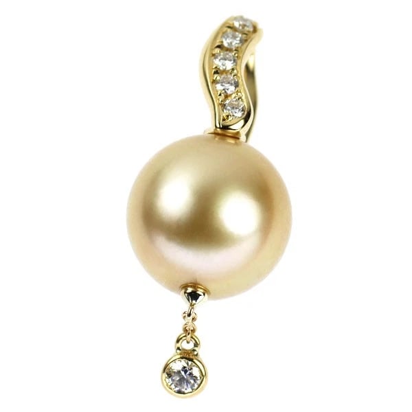 K18YG WHITE BUTTERFLY GOLDEN PEARL/PEARL DIAMOND PENDANT TOP: K18YG white butterfly golden pearl/pearl diamond pendant top Brand: None Type/Style: pendant top Material: K18YG, Main Stone Golden Pearl Color: YG Size: Length/Width/Diameter 13.8 Accessories: No
