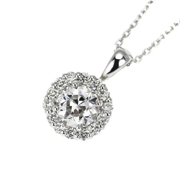 PT950/ PT850 OLD CIRCULAR BRILLIANT CUT DIAMOND PENDANT NECKLACE: Pt950/ Pt850 Old Circular Brilliant Cut Diamond Pendant Necklace Brand: None Type/Style: pendant necklace Material: Pt950/Pt850, Main Stone Natural Color: Pt Size: Chain Length ?45 cm Accessories: