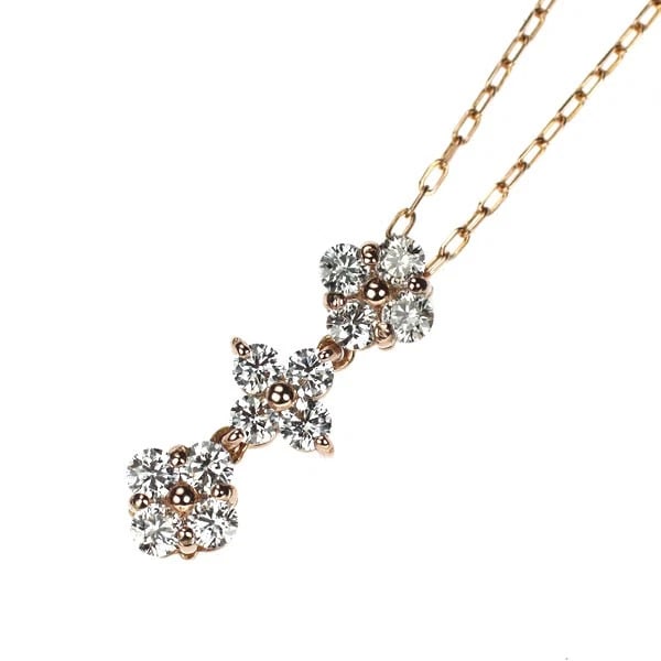 K18PG FLOWER HEART DIAMOND PENDANT NECKLACE 2 WAY: K18PG flower heart diamond pendant necklace 2 way Brand: None Type/Style: pendant necklace Material: K18PG, Main Stone Natural Color: PG Size: Accessories: None Accessories Notice: When pu