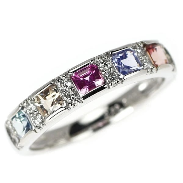 PT900 MULTICOLOR SAPPHIRE DIAMOND RING: Pt900 Multicolor Sapphire Diamond Ring Brand: None Type/Style: Ring Material: Pt900, Main Stone Natural/Sapphire Color: Pt Size: 6 US Accessories: None Accessories Notice: When purchasing pre-owned
