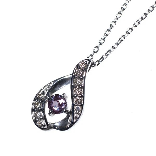 K18WG ALEXANDRITE DIAMOND PENDANT NECKLACE: K18WG Alexandrite Diamond Pendant Necklace Brand: None Type/Style: pendant necklace Material: K18WG, Main Stone Alxandrite Color: WG Size: Chain Length 40 Accessories: None Accessories Notice: When