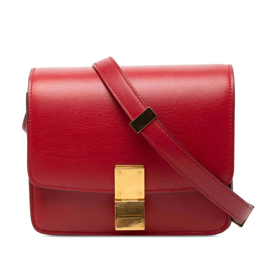 CELINE CLASSIC BOX CROSSBODY SHOULDER BAG: Celine Classic Box Crossbody Shoulder Bag Brand: Celine Type/Style: Shoulder bag Material: Leather Color: Red color Size: (HxWxD) 13.5cm x 16.5cm x 5cm / 5.31'' x 6.49'' x 1.96'' Accessories: None