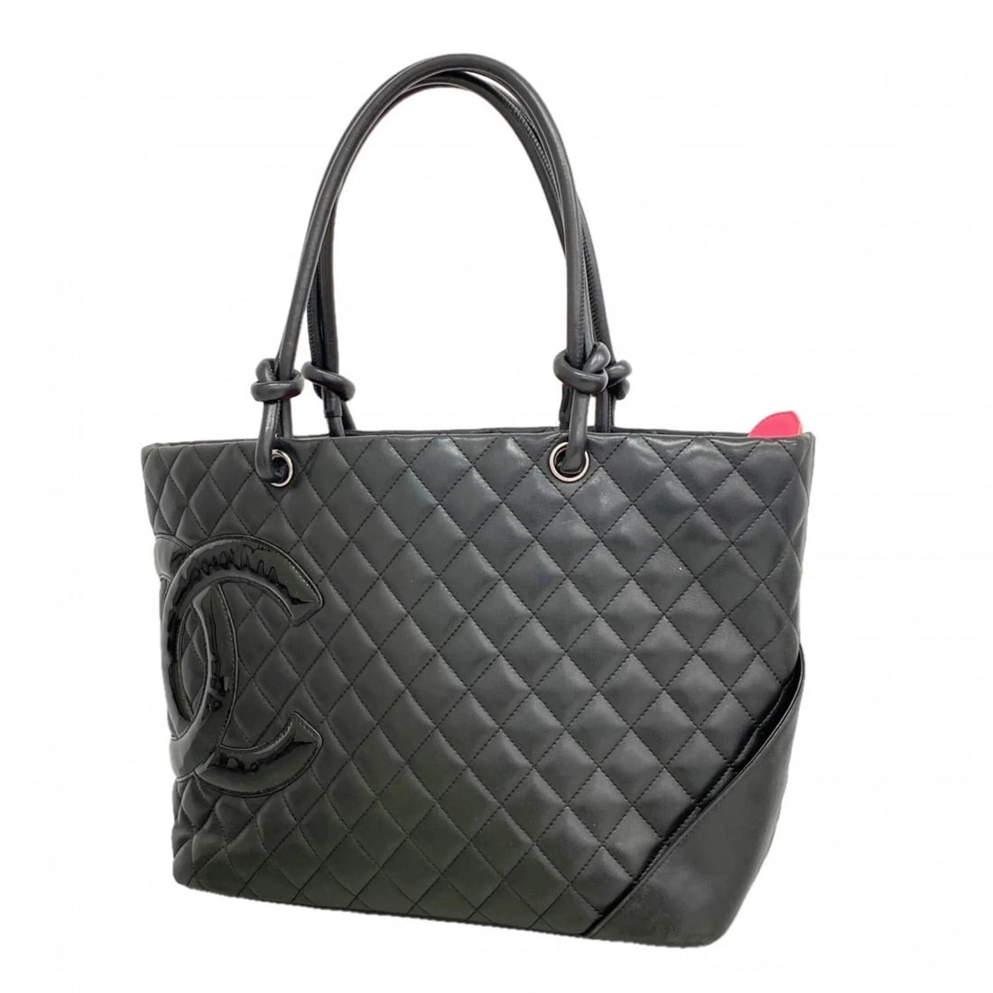 CHANEL CAMBON LAMBSKIN TOTE BAG, BLACK: Chanel Cambon Lambskin Tote Bag, Black Brand: Chanel Type/Style: Tote bag Material: Leather Color: Black Size: (HxWxD) 25cm x 29.5cm x 14.5cm / 9.84'' x 11.61'' x 5.7'' Accessories: None A