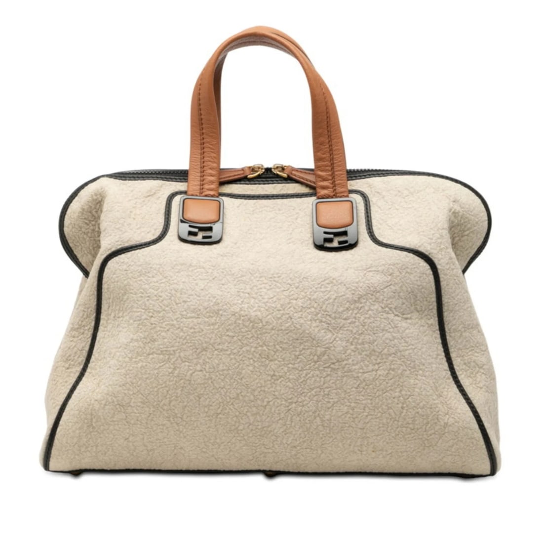 FENDI CHAMELEON HANDBAG BEIGE PILE LEATHER: Fendi Chameleon Handbag Beige Pile Leather Brand: Fendi Type/Style: Handbag Material: Pile fabric , Leather Color: Beige Size: (HxWxD) 28cm x 38cm x 17cm / 11.02'' x 14.96'' x 6.69'' Accessories: