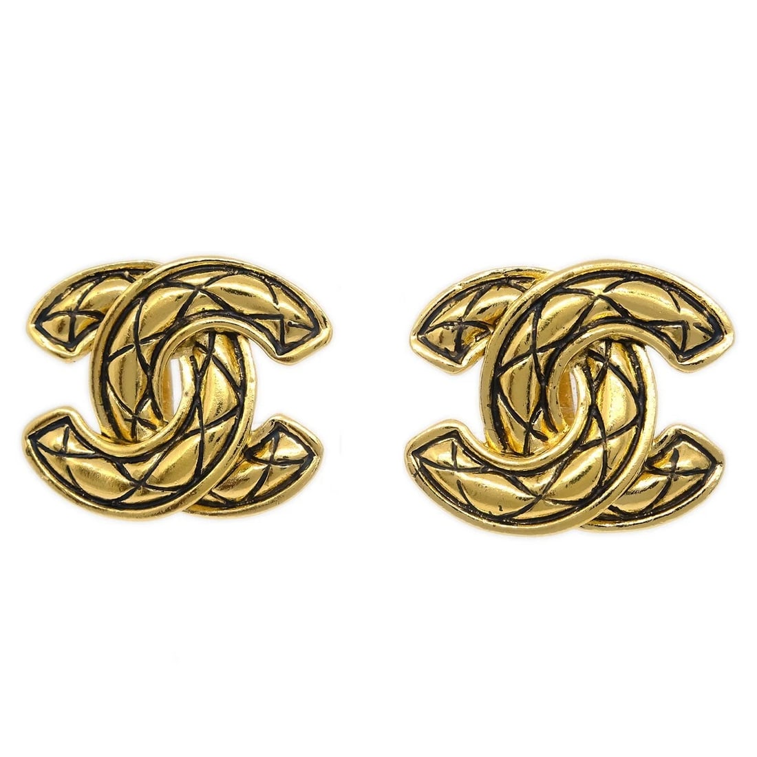 CHANEL GOLD EARRINGS CLIP-ON: Chanel Gold Earrings Clip-On Brand: CHANEL Type/Style: Earrings Material: Gold plated, Color: Gold Size: W 3.0 x H 2.5 cm Accessories: None Accessories Notice: When purchasing pre-owned go