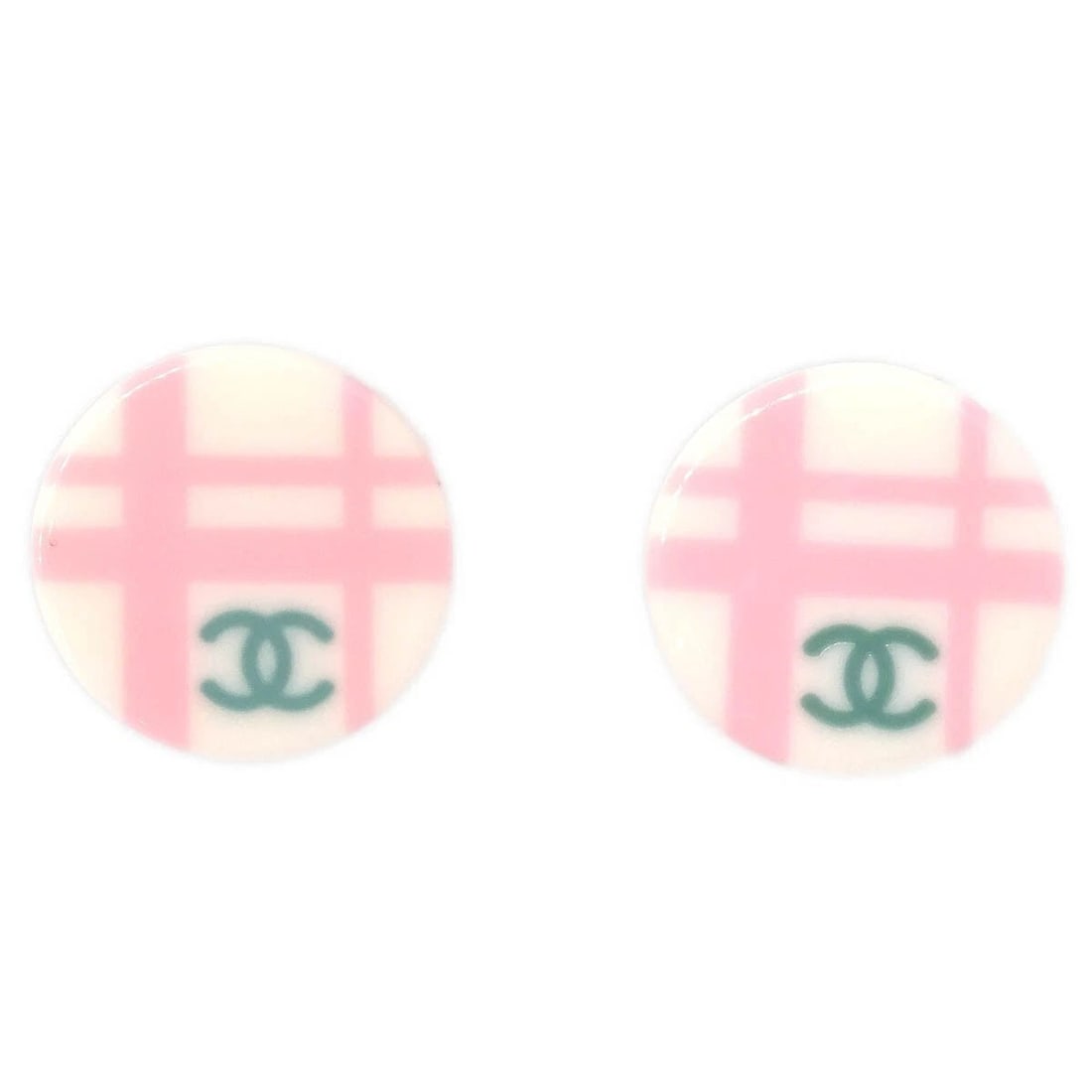 CHANEL BUTTON PIERCED EARRINGS WHITE: Chanel Button Pierced Earrings White Brand: CHANEL Type/Style: Earrings Material: Silver plated, Acrylic, Color: White, Silver Size: Diameter : 1.3 cm Accessories: None Accessories Notice: