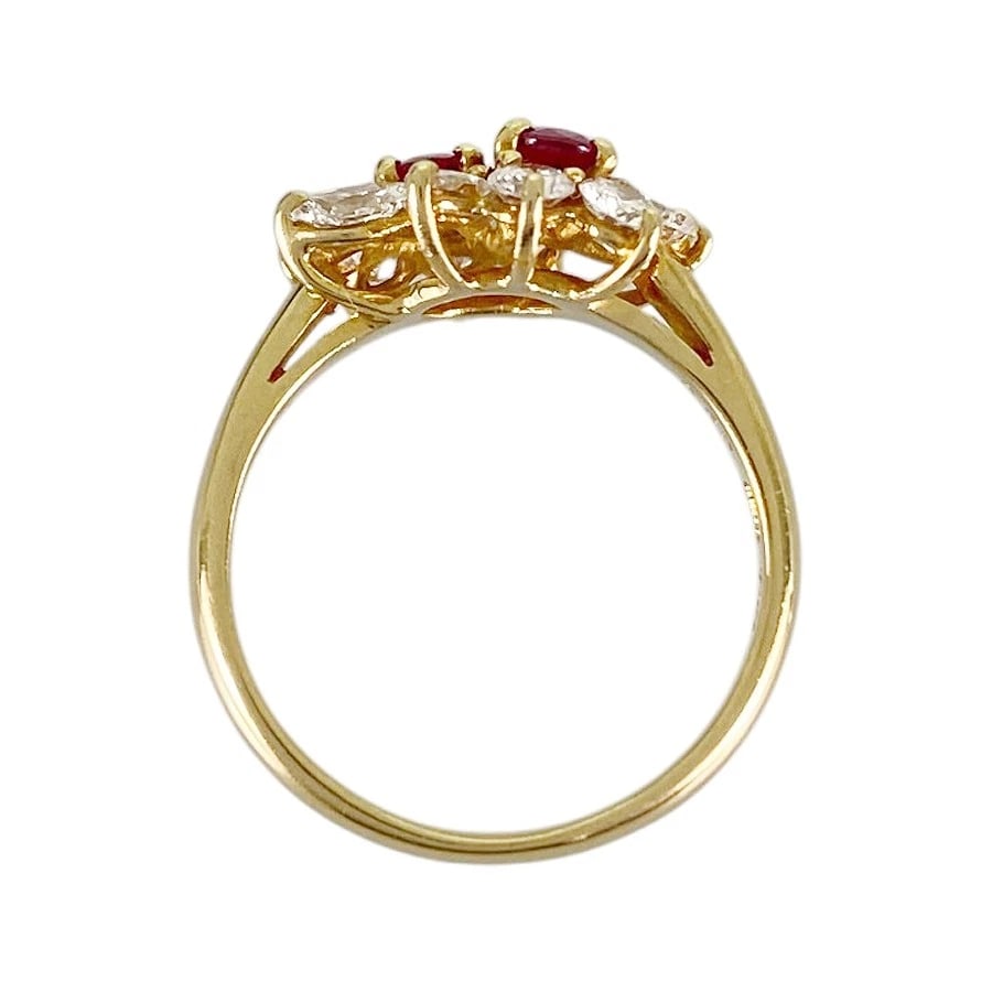 QUEEN YELLOW GOLD RUBY DIAMOND RING - 2