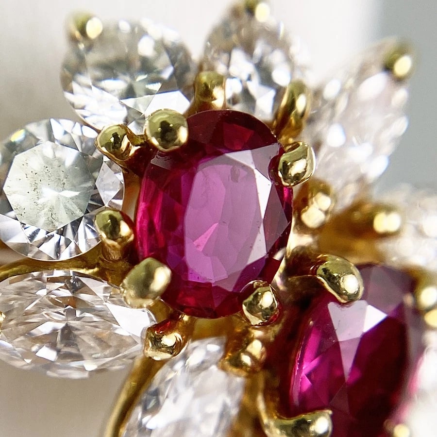 QUEEN YELLOW GOLD RUBY DIAMOND RING - 4