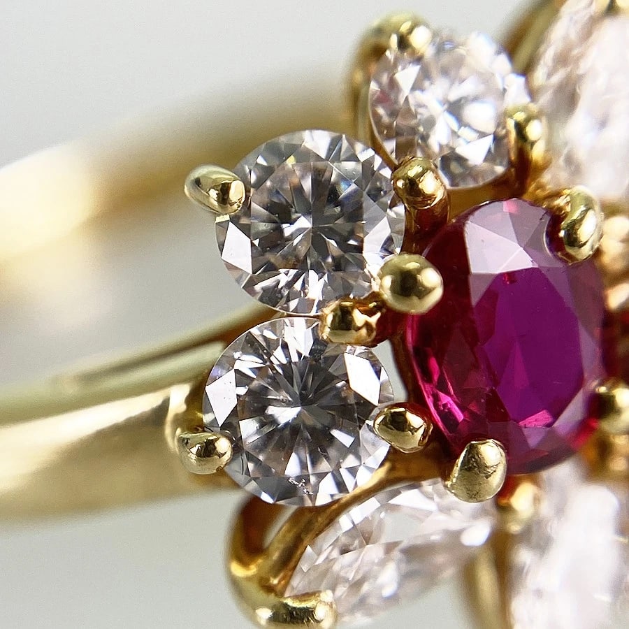 QUEEN YELLOW GOLD RUBY DIAMOND RING - 5