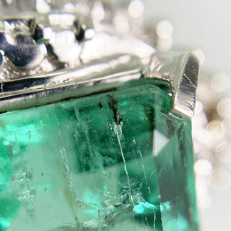 RING PLATINUM EMERALD DIAMOND - 5
