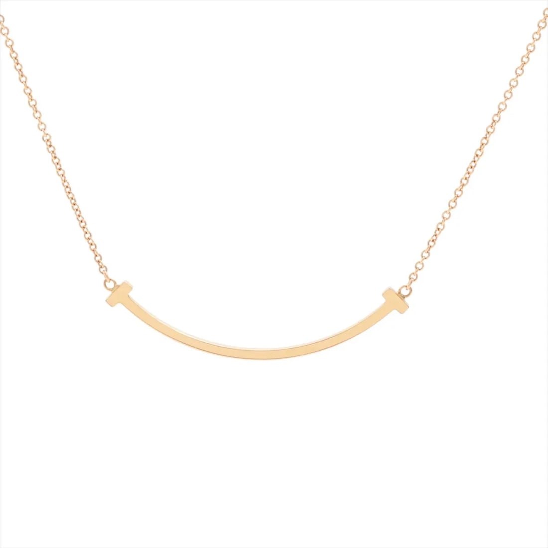 TIFFANY T SMILE SMALL NECKLACE 750(PG): Tiffany T Smile Small Necklace 750(PG) Brand: Tiffany Type/Style: Necklace Material: 750(PG), Color: Pink Gold Size: Size(CM) Chain length:45.9 Accessories: None Accessories Notice: When p