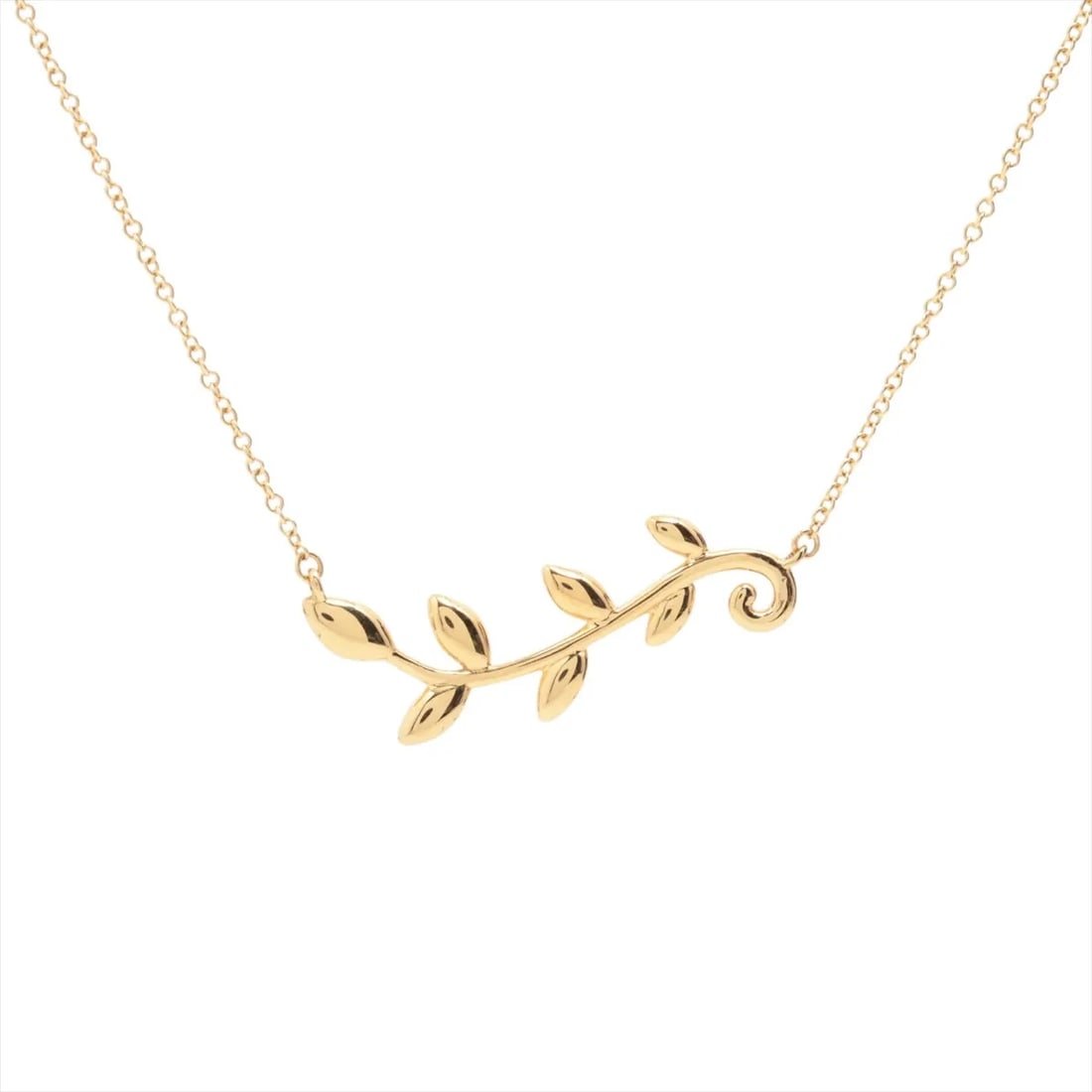 TIFFANY OLIVE LEAF NECKLACE 750(YG): Tiffany Olive Leaf Necklace 750(YG) Brand: Tiffany Type/Style: Necklace Material: 750(YG), Color: Yellow Gold Size: Size(CM) Chain length:45.5 Accessories: None Accessories Notice: When pu
