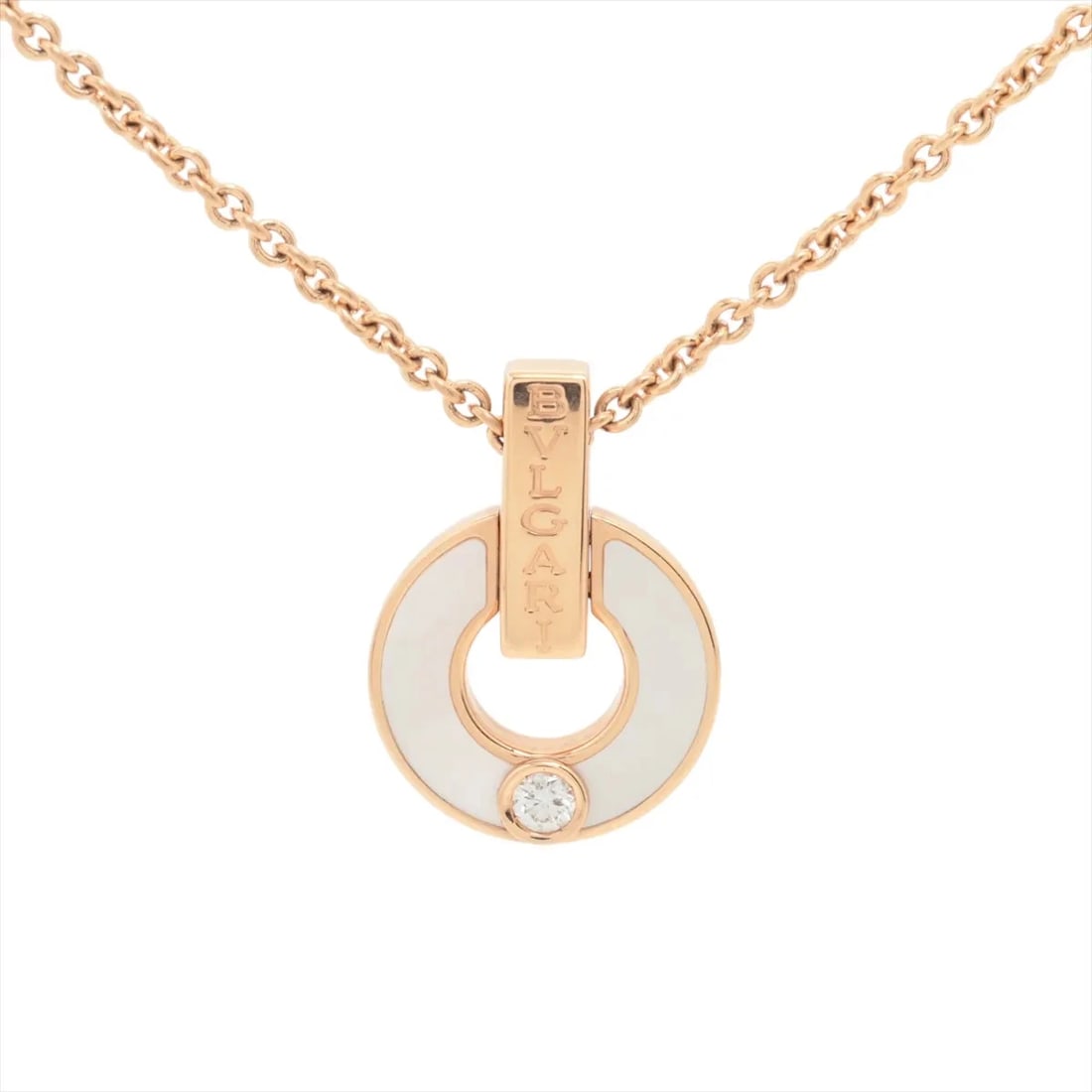 BVLGARI DIAMOND NECKLACE 750(PG): Bvlgari diamond Necklace 750(PG) Brand: Bvlgari Type/Style: Necklace Material: 750(PG), Color: Pink Gold Size: Size(CM) Chain length:44 Accessories: None Accessories Notice: When purchasing pre-owned