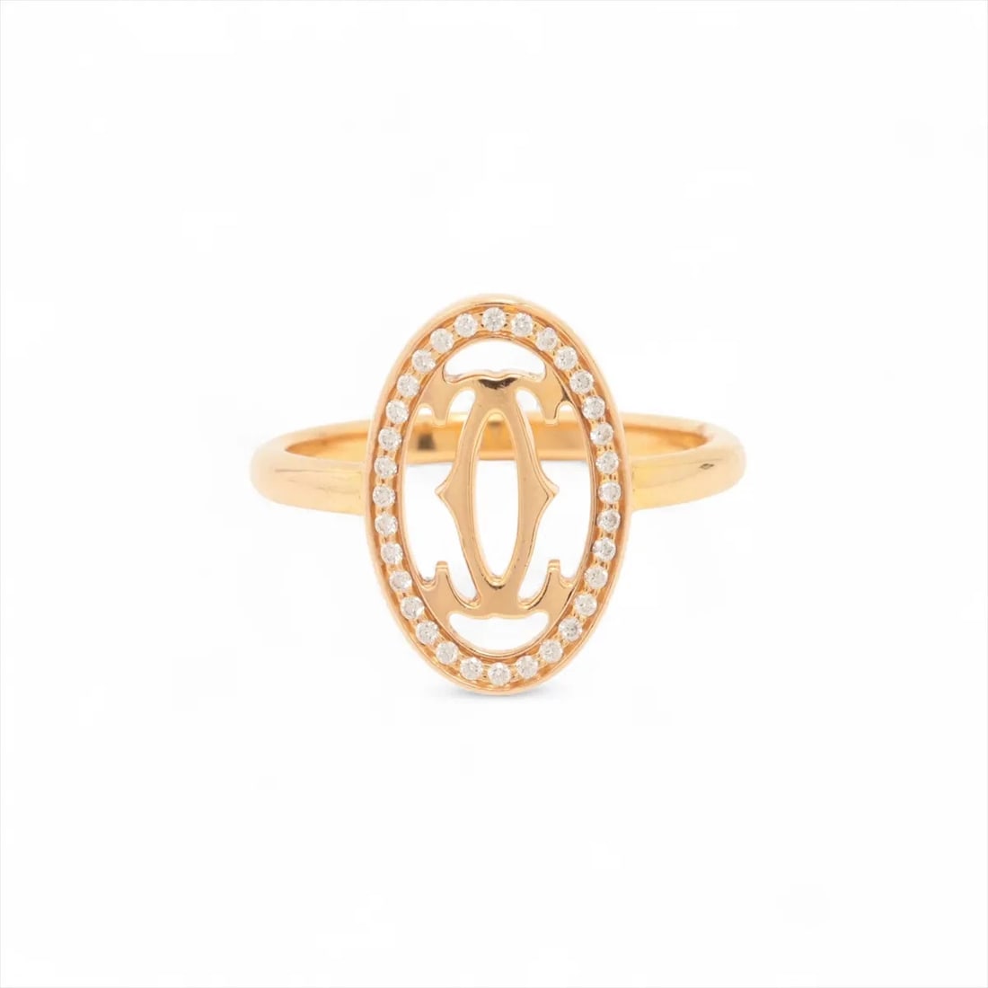 CARTIER LOGO DOUBLE C DIAMOND RING 750(YG): Cartier Logo Double C diamond Ring 750(YG) Brand: Cartier Type/Style: Ring Material: 750(YG), Color: Yellow Gold Size: 5.75 - 6 US Accessories: None Accessories Notice: When purchasing pre-owned
