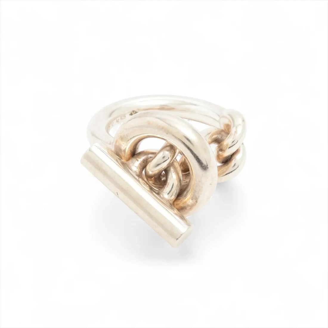 HERMES CROISET GM RING 925 SILVER: Hermes Croiset GM Ring 925 Silver Brand: Hermes Type/Style: Ring Material: 925, Color: Silver Size: 4.75 - 5 US Accessories: None Accessories Notice: When purchasing pre-owned goods, pleas
