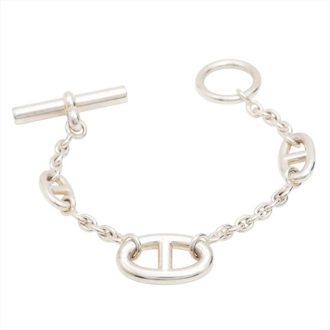 HERMES CHAINE D'ANCRE FARANDOLE BRACELET 925 SILVER: Hermes Chaine d'Ancre Farandole Bracelet 925 Silver Brand: Hermes Type/Style: Bracelet Material: 925, Color: Silver Size: Size(CM) Bracelet length:12.5 Accessories: None Accessories Notice: When