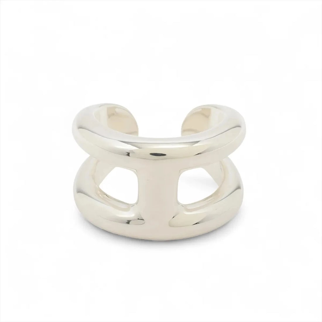 HERMES OSMO'S GM RING 925 SILVER: Hermes Osmo's GM Ring 925 Silver Brand: Hermes Type/Style: Ring Material: 925, Color: Silver Size: 5.5 - 5.75 US Accessories: None Accessories Notice: When purchasing pre-owned goods, plea