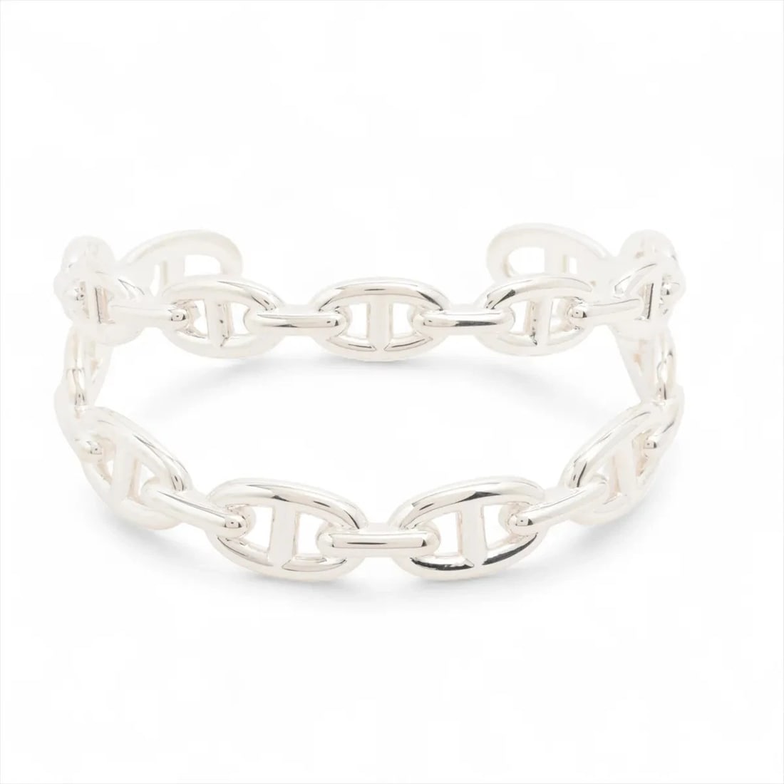 HERMES CHENE DUNKLE ENCHENEABLE BANGLE 925 SILVER: Hermes Chene Dunkle Encheneable Bangle 925 Silver Brand: Hermes Type/Style: Bracelet Material: 925, Color: Silver Size: Size(CM) Bracelet length:15.5 Accessories: None Accessories Notice: When