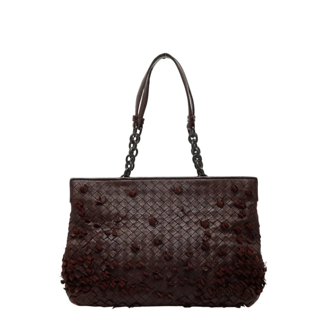 BOTTEGA VENETA INTRECCIATO CHAIN HANDBAG TOTE BAG: Bottega Veneta Intrecciato Chain Handbag Tote Bag Brand: Bottega Veneta Type/Style: Handbag, Tote bag Material: Leather Color: Brown Size: (HxWxD) 21.5cm x 28.5cm x 15.5cm / 8.46'' x 11.22'' x 6.1''