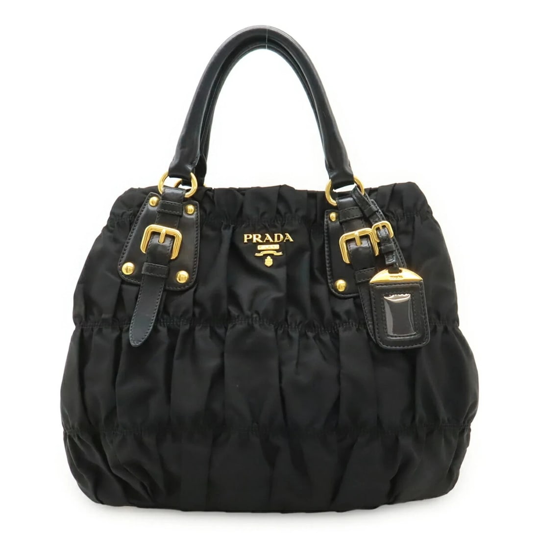 PRADA TESSUTO GATHERED TOTE BAG, HANDBAG: PRADA TESSUTO Gathered Tote Bag, Handbag Brand: Prada Type/Style: Handbag, Shoulder bag, Tote bag Material: Nylon , Leather Color: Black, Nero Size: (HxWxD) 30cm x 26cm x 14cm / 11.81'' x 10.23'' x 5.