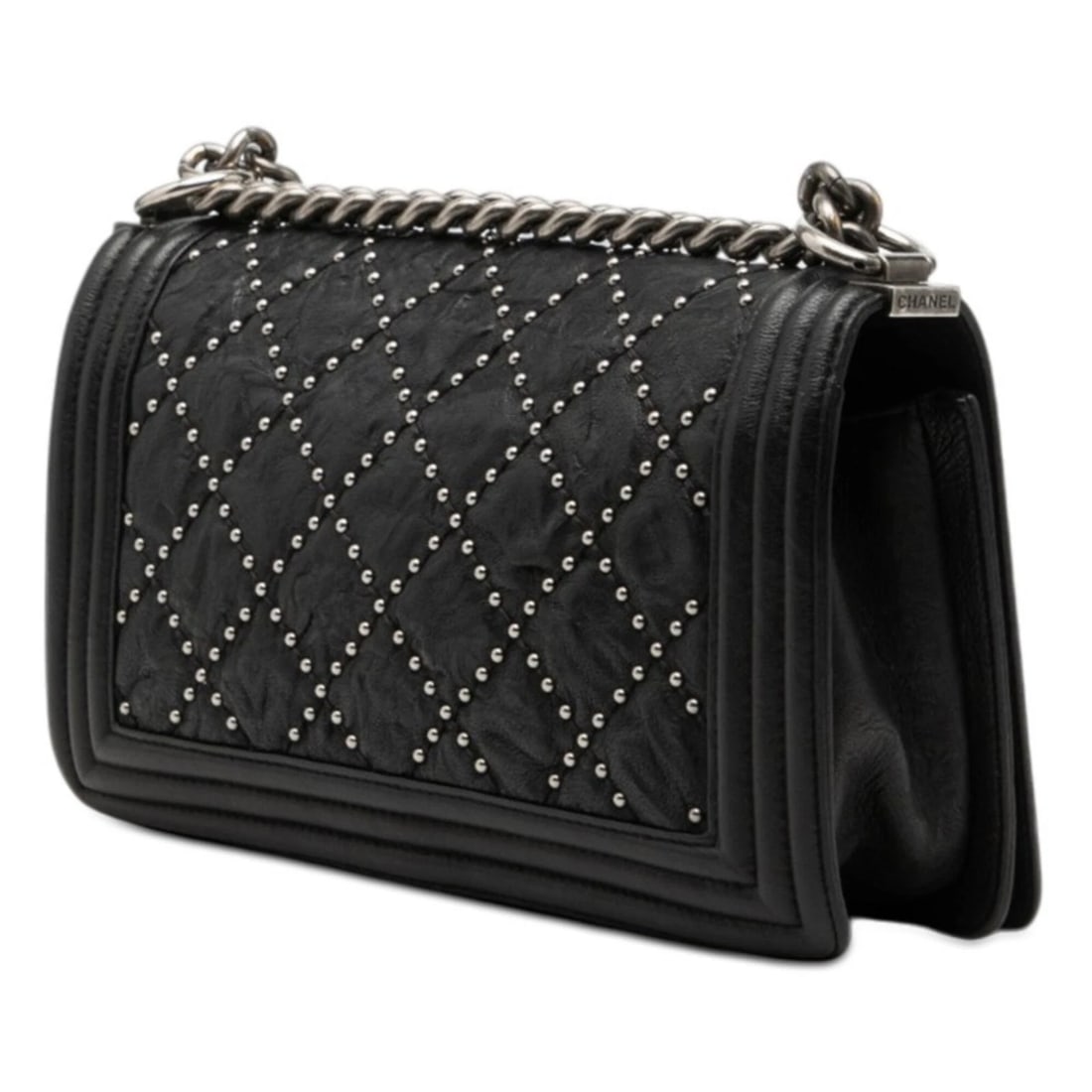 CHANEL COCO MARK STUDDED BOY CHAIN SHOULDER BAG - 2