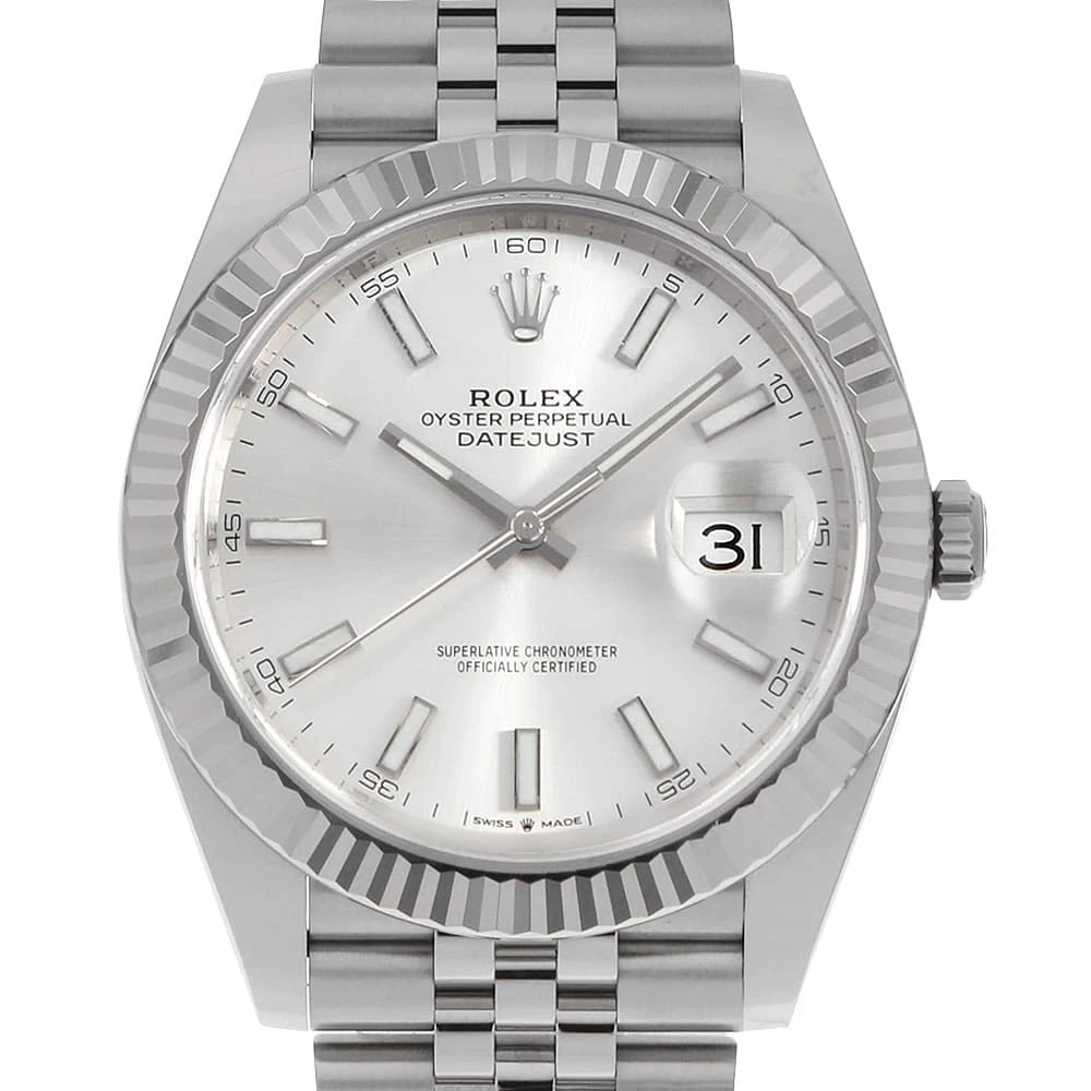 ROLEX DATEJUST SILVER STAINLESS STEEL WATCH: ROLEX Datejust Silver Stainless Steel Watch Brand: ROLEX Type/Style: Wrist watch Material: Band Material Stainless Steel, Case Material Stainless Steel/White gold Color: Dial Color Silver Size: Case:W