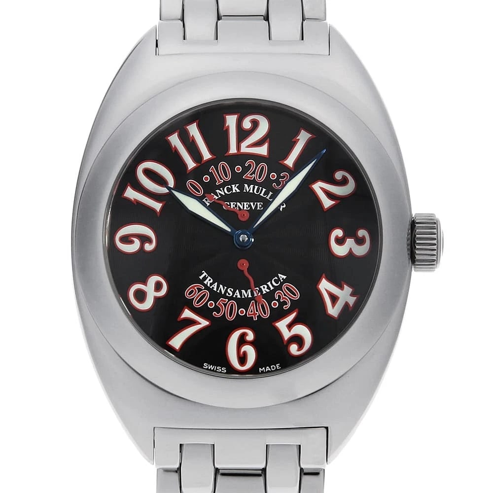 FRANCK MULLER STAINLESS STEEL WATCH: FRANCK MULLER Stainless Steel Watch Brand: FRANCK MULLER Type/Style: Wrist watch Material: Band Material Stainless Steel, Case Material Stainless Steel Color: Dial Color Black Size: Case:W39mm x H43mm