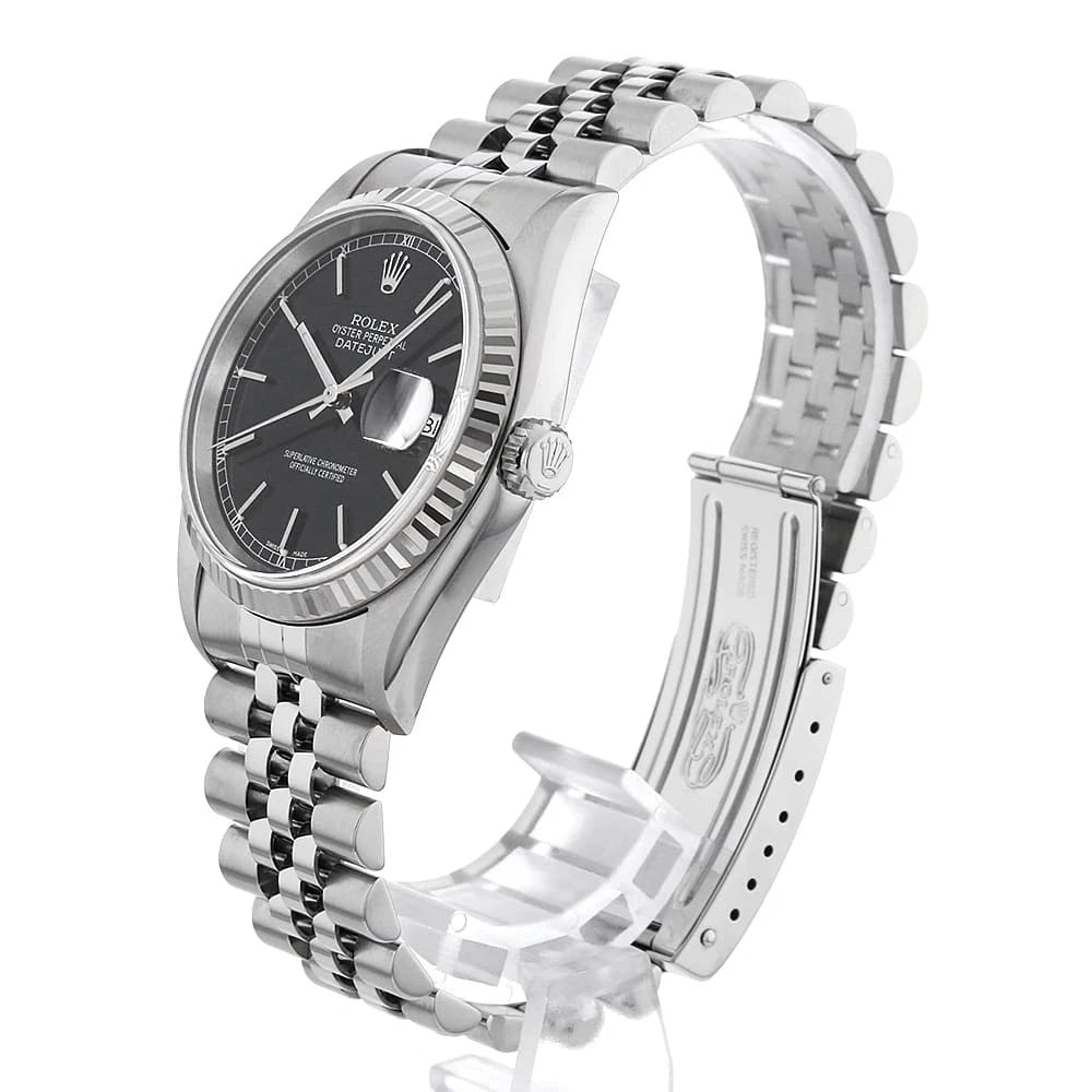 ROLEX DATEJUST BLACK WATCH - 2