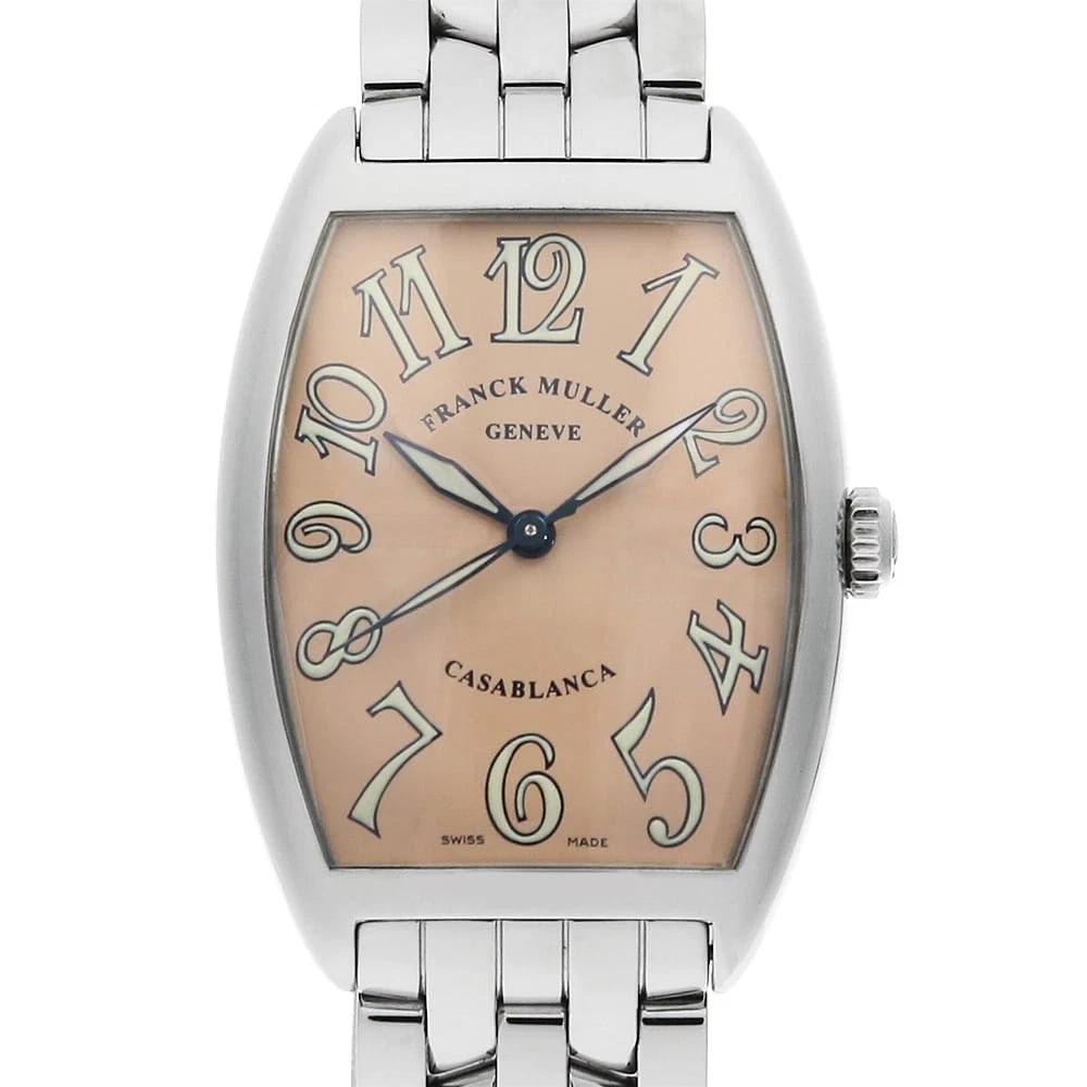 FRANCK MULLER CASABLANCA WATCH: FRANCK MULLER Casablanca Watch Brand: FRANCK MULLER Type/Style: Wrist watch Material: Band Material Stainless Steel, Case Material Stainless Steel Color: Dial Color Salmon Pink Size: Case:W43mm x