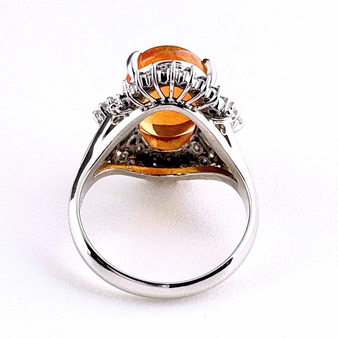 FIRE OPAL DESIGN PLATINUM RING DIAMOND - 2