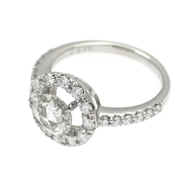 PT950 ROSE CUT DIAMOND RING - 2