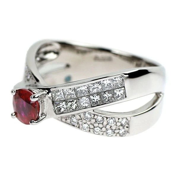 PT900 RUBY DIAMOND RING - 2