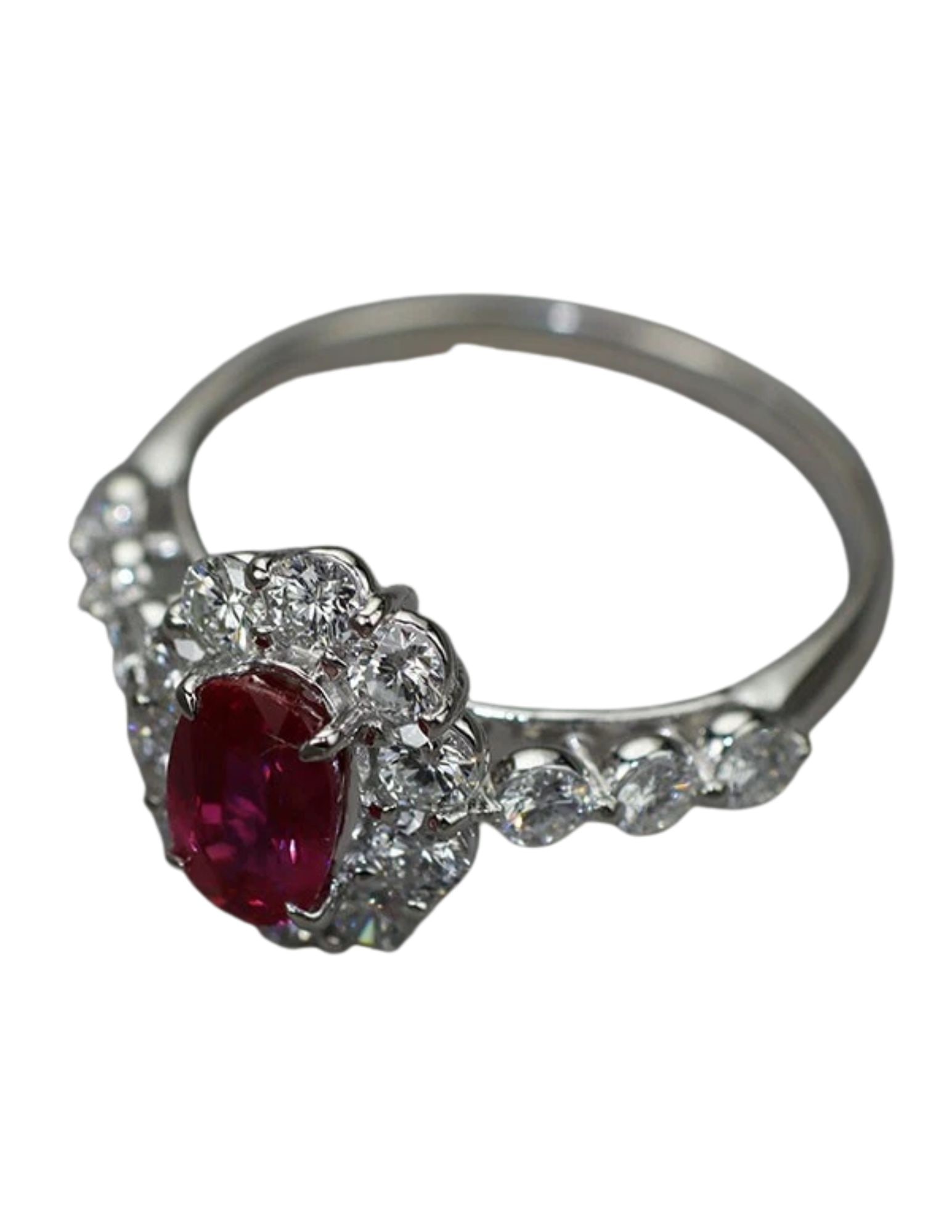 PT900 MYANMAR/BURMESE RUBY DIAMOND RING - 2