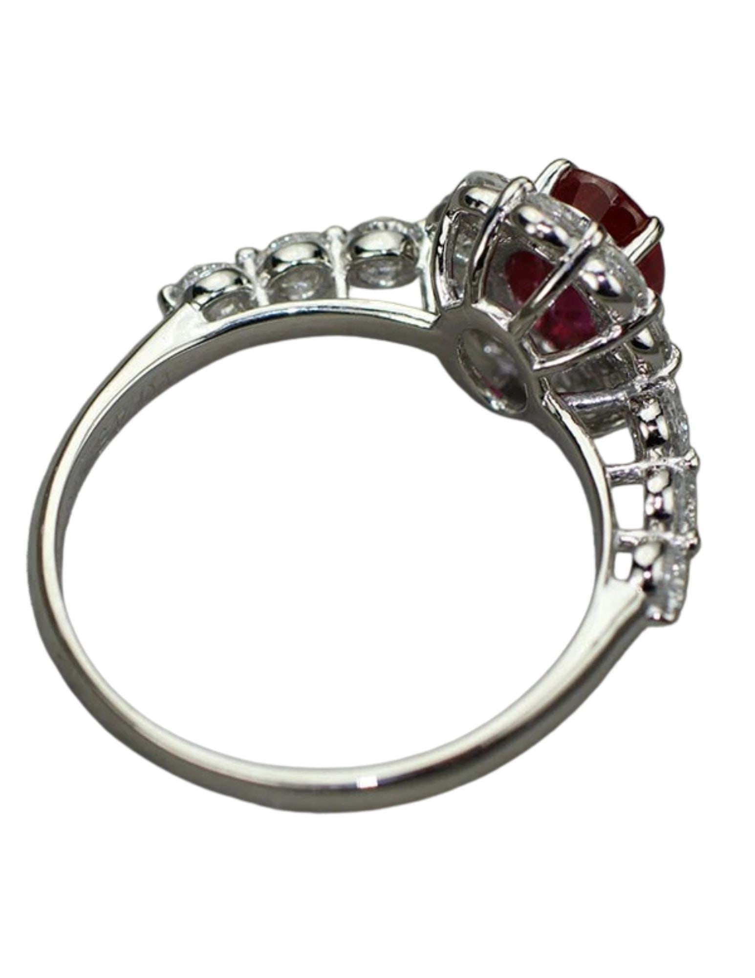PT900 MYANMAR/BURMESE RUBY DIAMOND RING - 3