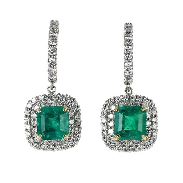 PT900/ K18YG EMERALD DIAMOND EARRINGS: Pt900/ K18YG Emerald Diamond Earrings Brand: None Type/Style: piercing Material: PT900/K18YG, Main Stone Emerald Color: Pt/YG Size: Length/Width/Diameter 22.5 Accessories: None Accessories