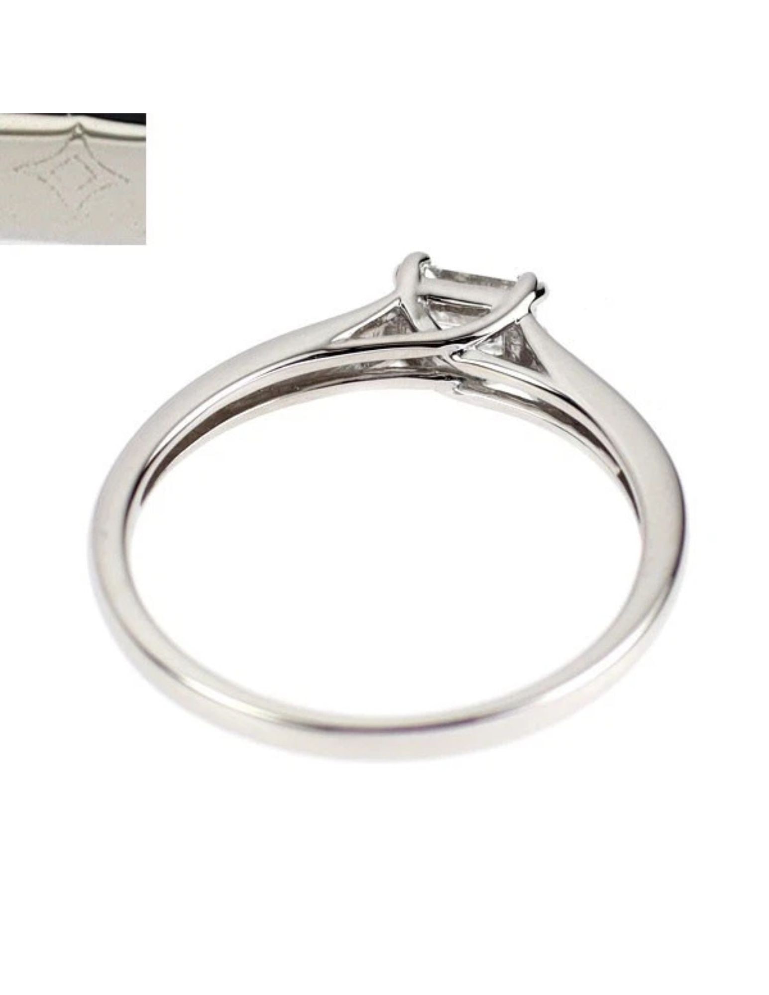 PT950 EMERALD CUT DIAMOND RING - 2