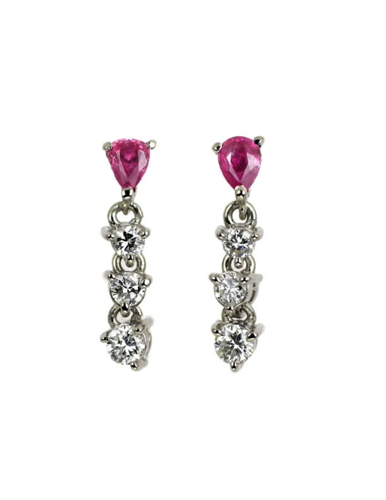 PT900 RUBY DIAMOND EARRING - 2