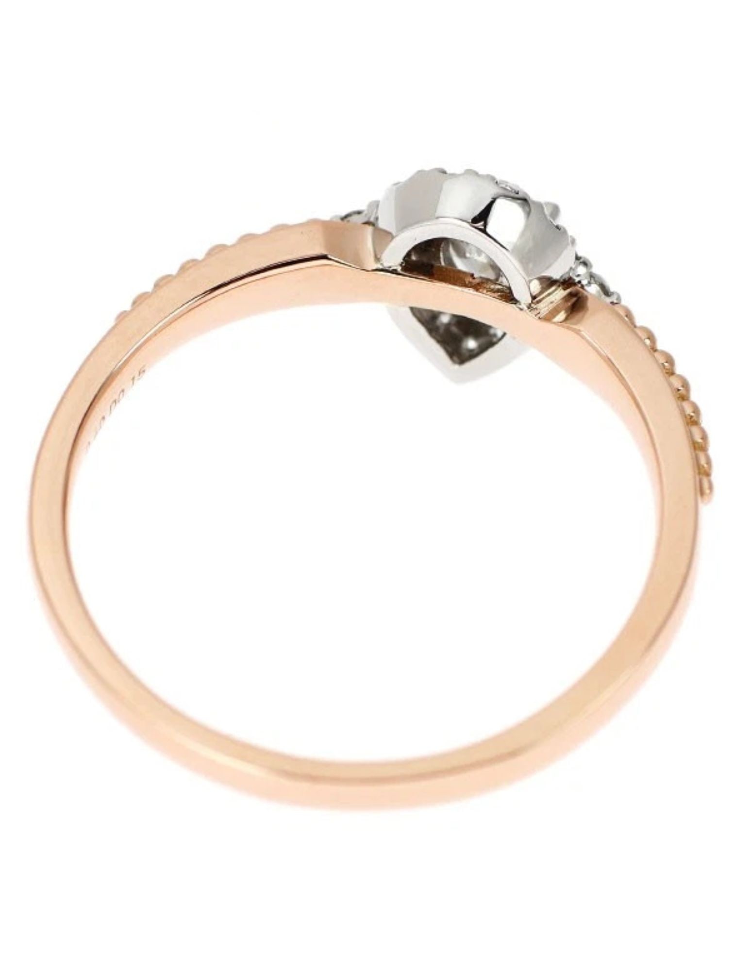 K18PG/PT950 PEAR SHAPED DIAMOND RING - 2