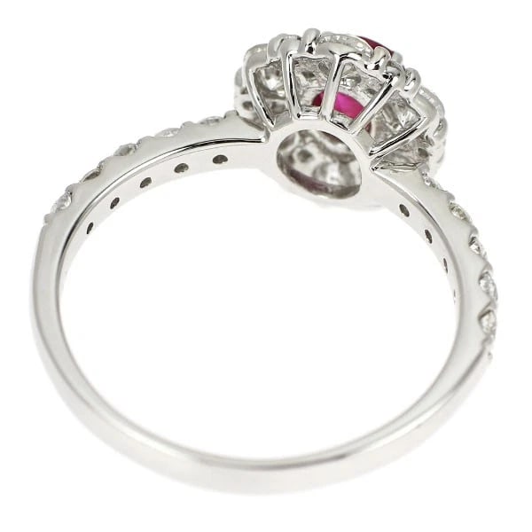 PT900 PIGEON BLOOD RUBY DIAMOND RING - 2