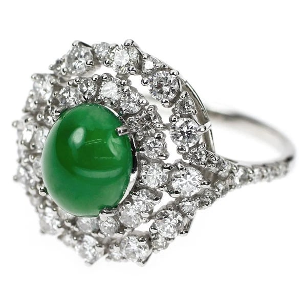 PT950 JADE DIAMOND RING - 2