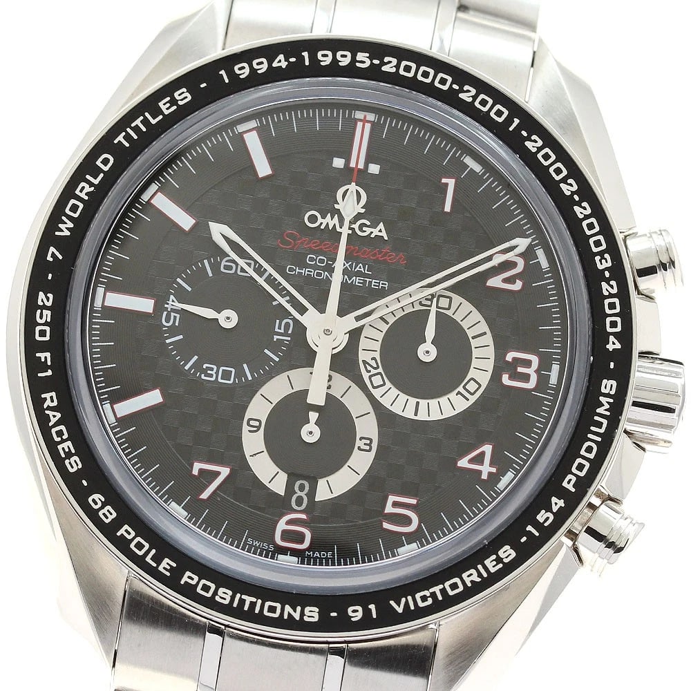 OMEGA SPEEDMASTER RACING SCHUMACHER AUTOMATIC WATCH: OMEGA Speedmaster Racing Schumacher Automatic Watch Brand: OMEGA Type/Style: Wristwatch Material: Band Material Stainless Steel, Case Material Stainless Steel Color: Case Color Silver Band Color Silve