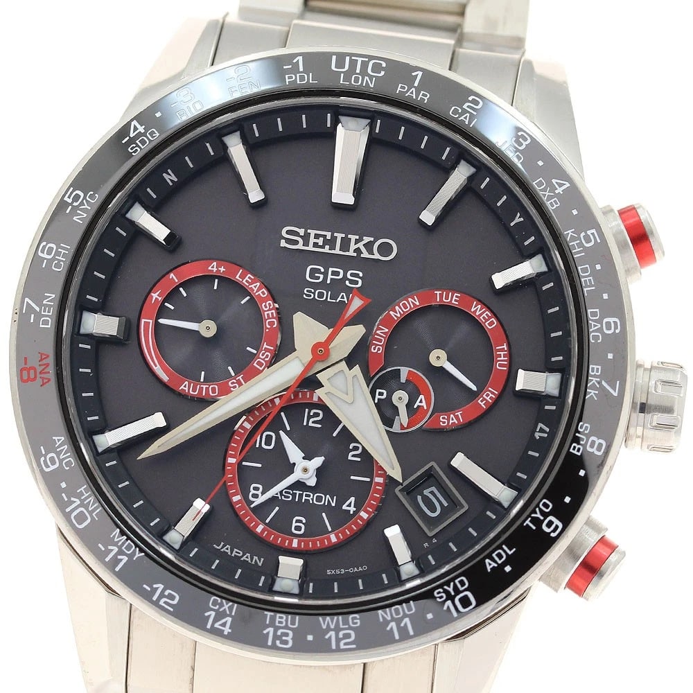 SEIKO ASTRON SOLAR POWERED RADIO WATCH: SEIKO Astron Solar Powered Radio Watch Brand: SEIKO Type/Style: Wristwatch Material: Band Material Stainless Steel, Case Material Ceramic / Stainless Steel Color: Case Color Silver Band Color Silver