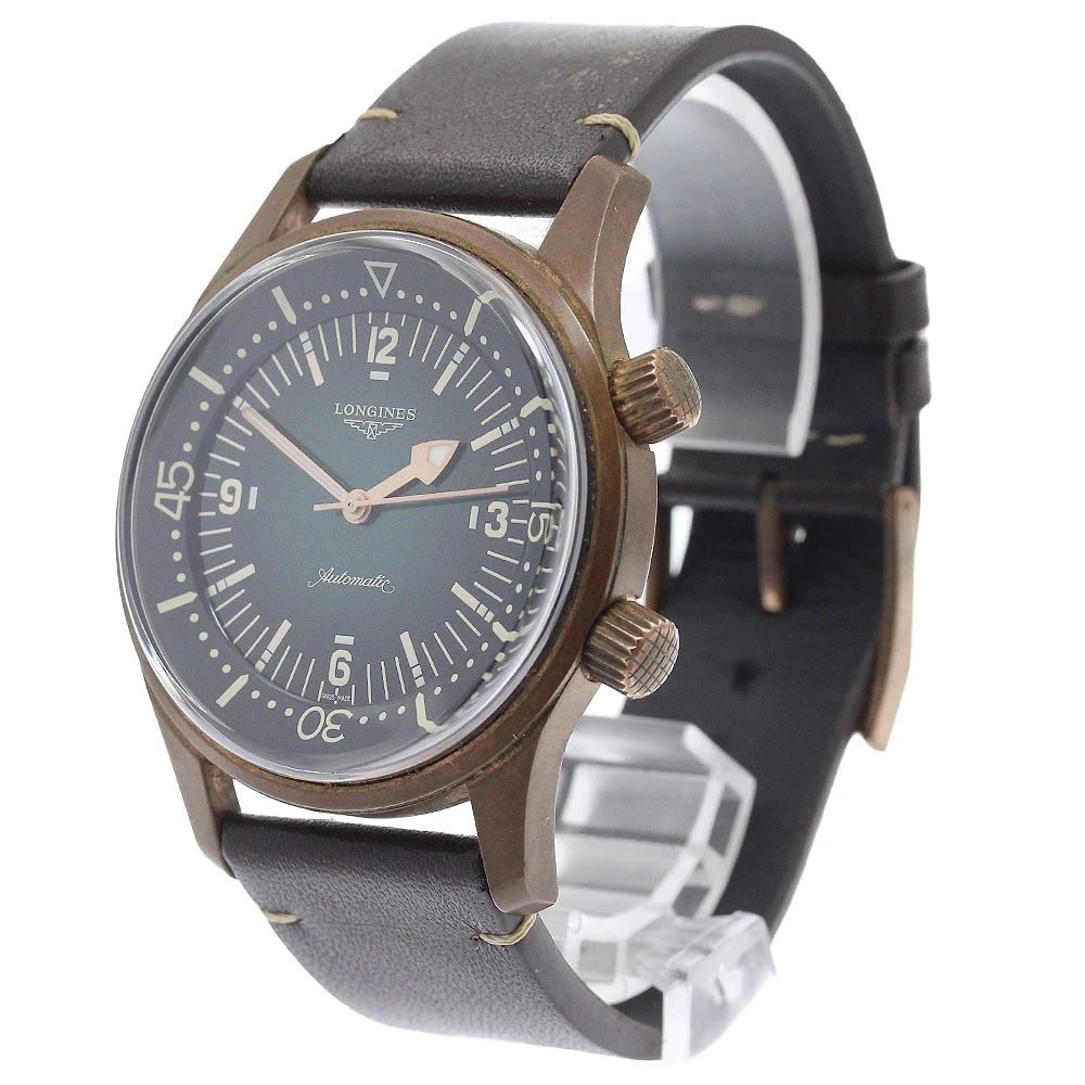LONGINES LEGEND DATE GREEN AUTOMATIC WATCH - 2